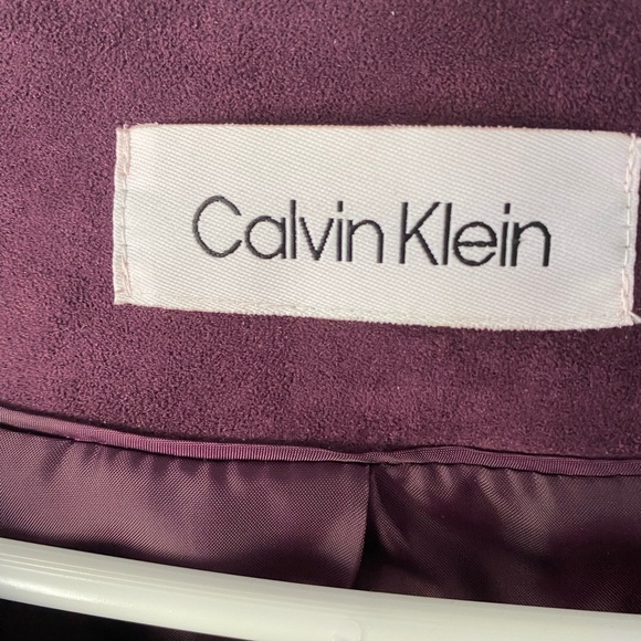 Calvin Klein Women's vegan Suede Plum Leather Jacket - Picture 2 of 7